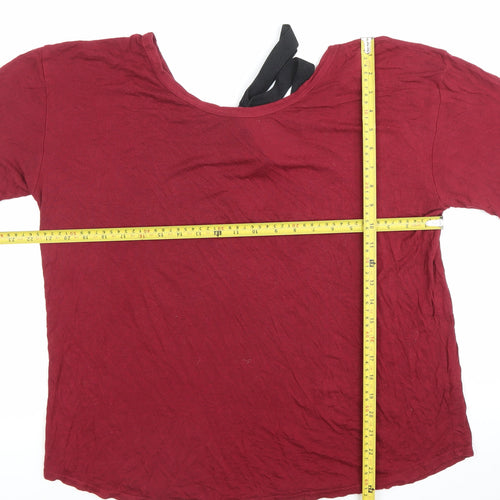 Boohoo Women’s Red Short Sleeve Bow Back T-Shirt Size 10
