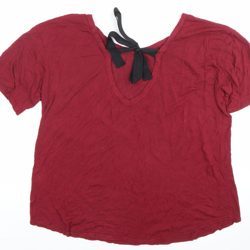 Boohoo Women’s Red Short Sleeve Bow Back T-Shirt Size 10
