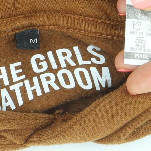 The Girls Bathroom Women’s Brown Hoodie M His Loss Slogan Pullover
