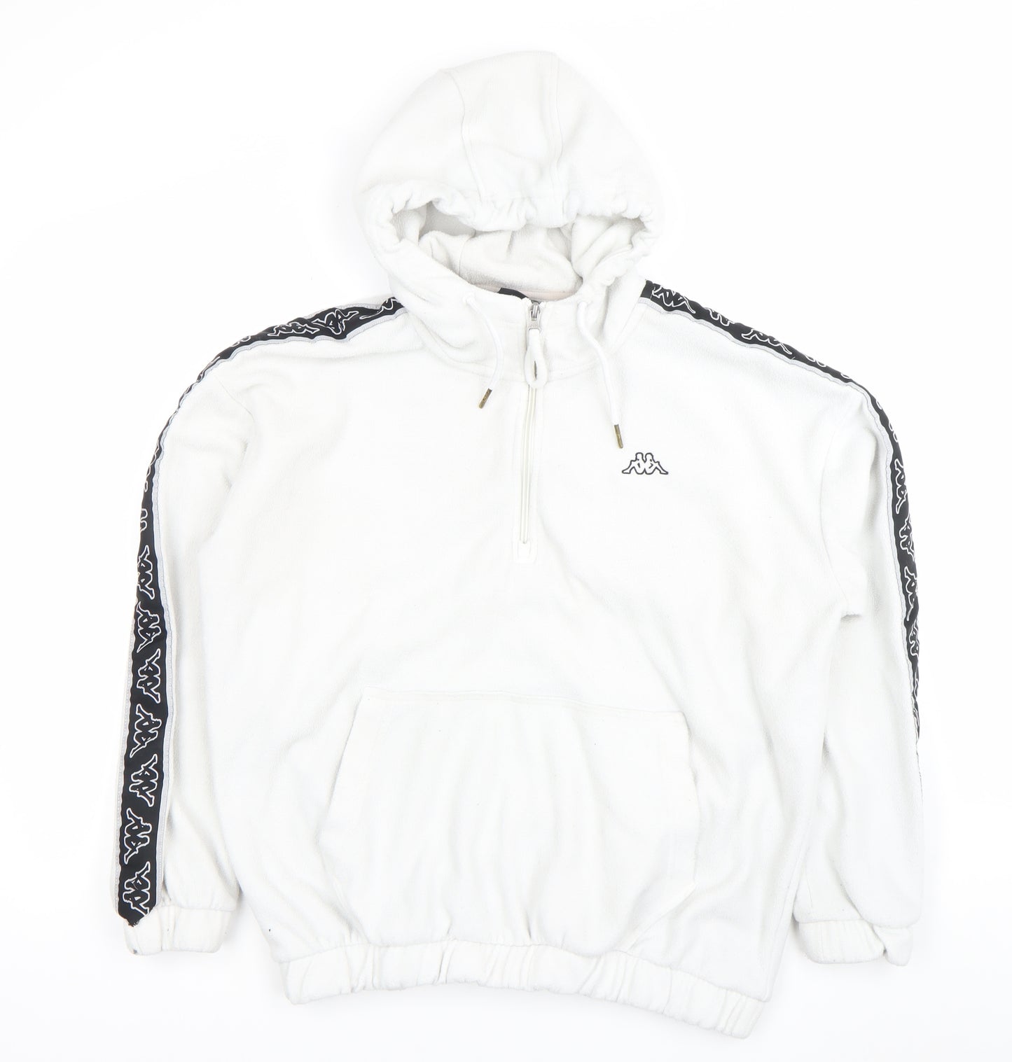 Kappa Unisex White Pullover Hoodie Fleece Large Logo Sportswear