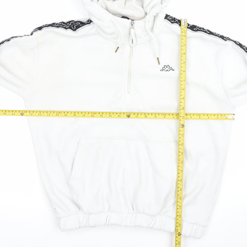 Kappa Unisex White Pullover Hoodie Fleece Large Logo Sportswear