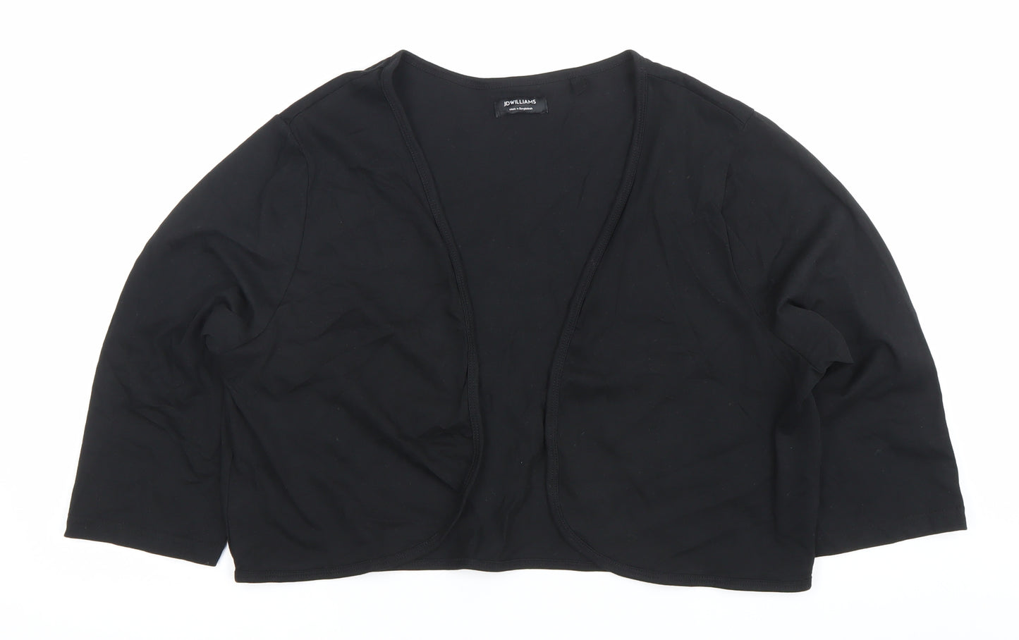 JD Williams Women’s Black Cropped Jersey Blouse Size 20 3/4 Sleeve