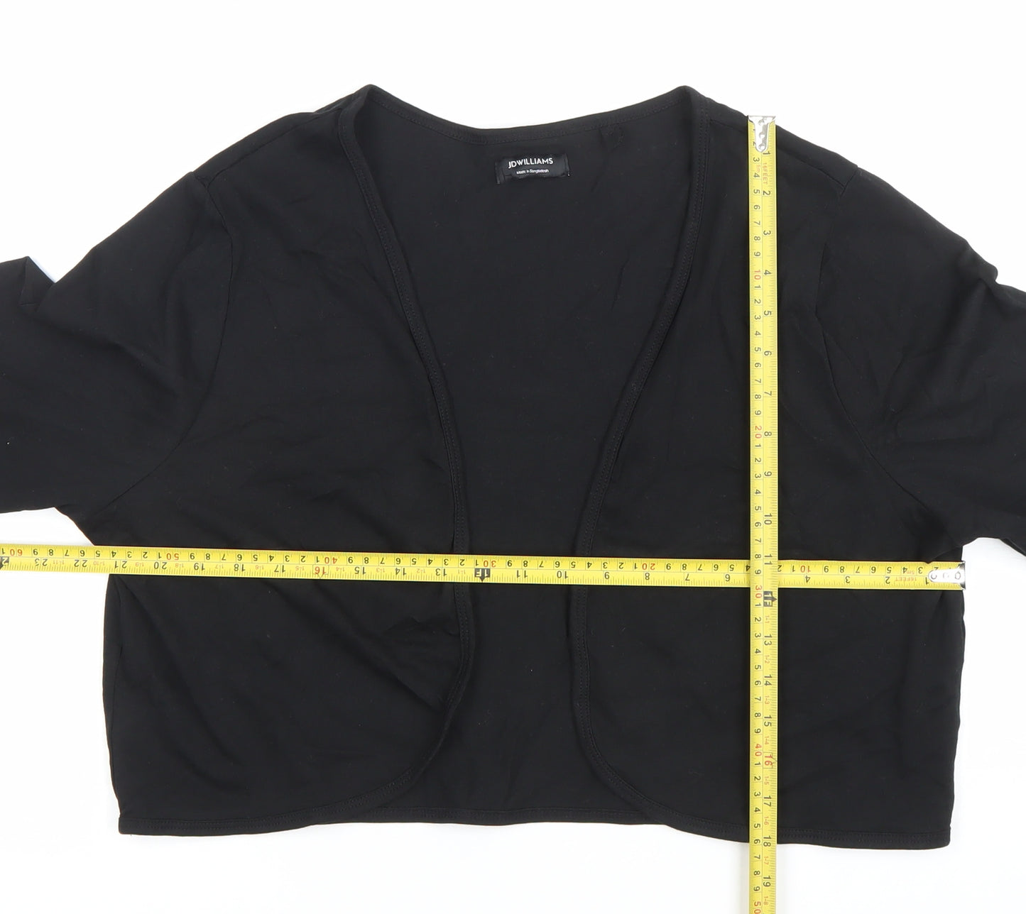 JD Williams Women’s Black Cropped Jersey Blouse Size 20 3/4 Sleeve
