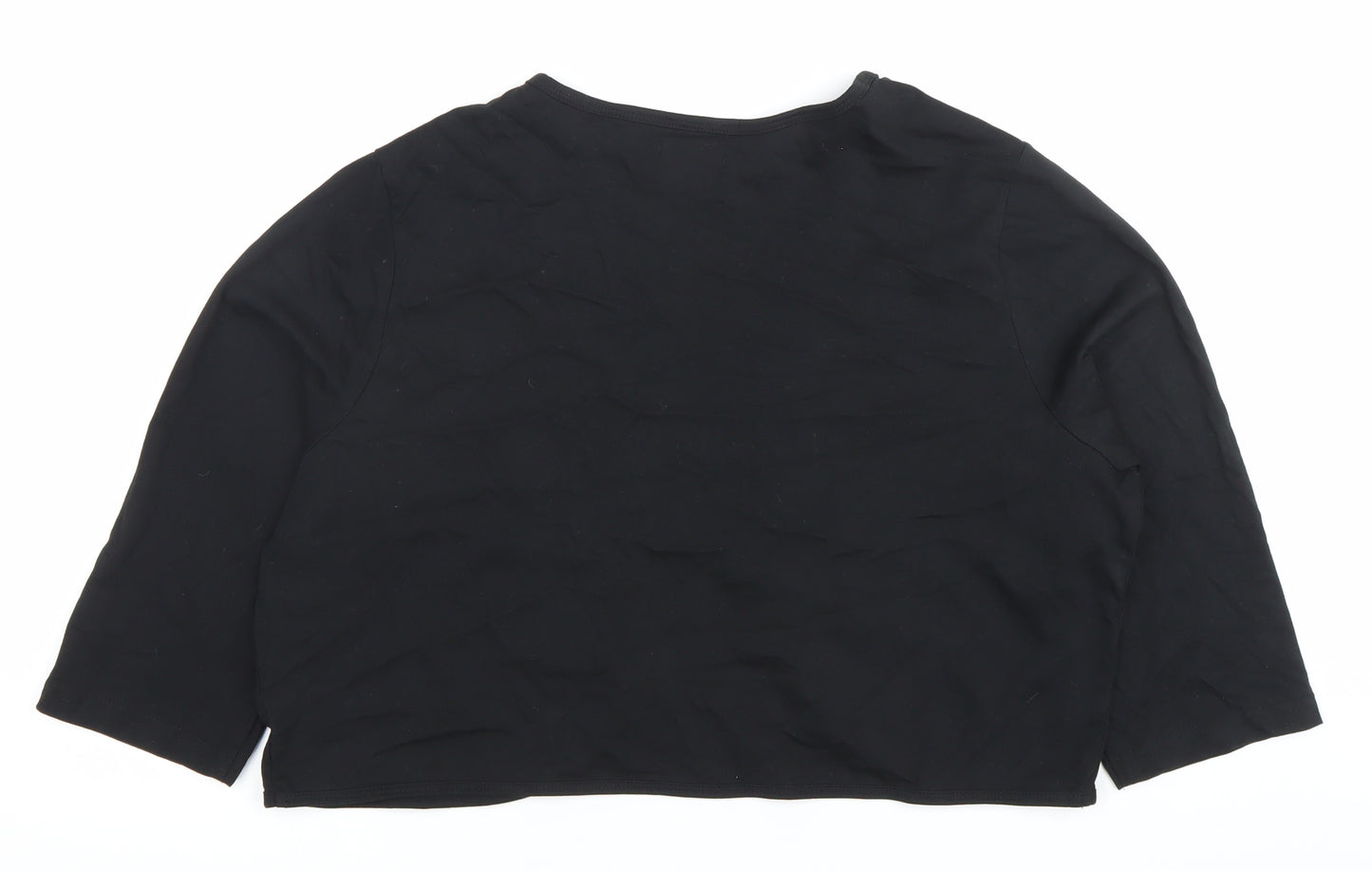 JD Williams Women’s Black Cropped Jersey Blouse Size 20 3/4 Sleeve