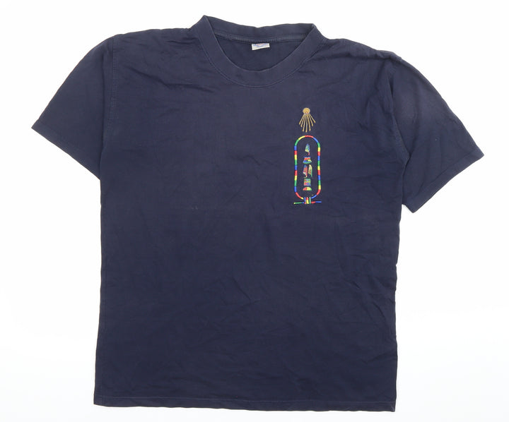 Four Hundred Casual Wear Men’s Blue Cotton Embroidered T-Shirt Size S