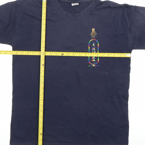 Four Hundred Casual Wear Men’s Blue Cotton Embroidered T-Shirt Size S