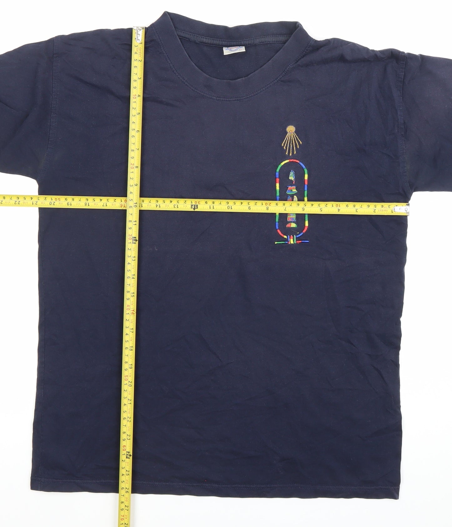 Four Hundred Casual Wear Men’s Blue Cotton Embroidered T-Shirt Size S