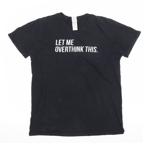 Gildan Womens Black Medium Graphic T-Shirt Funny Quote Crew Neck