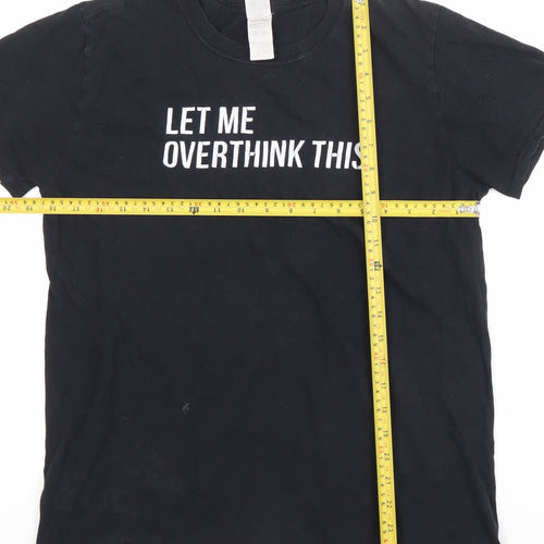 Gildan Womens Black Medium Graphic T-Shirt Funny Quote Crew Neck