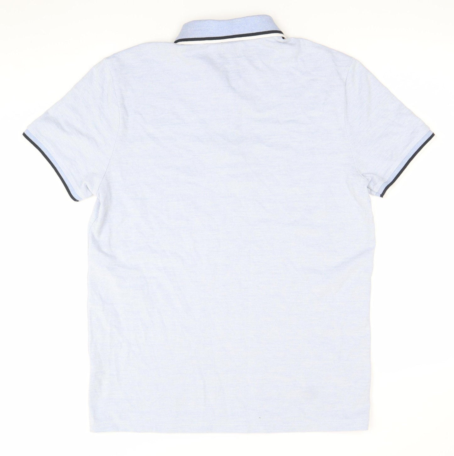 Men's Blue Cotton Blend Polo Shirt L Casual Short Sleeve
