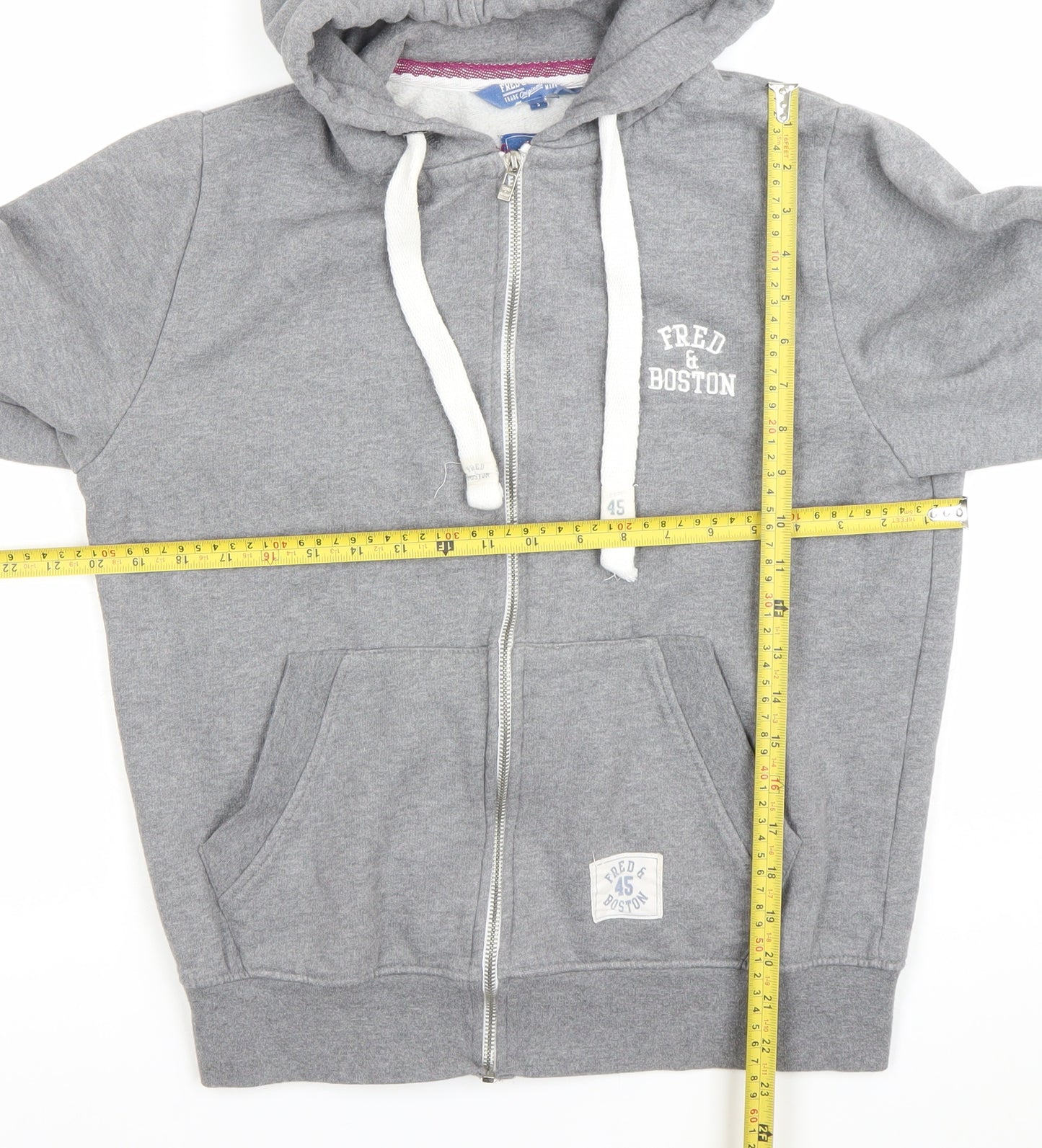 Fred & Boston Men’s Grey Full Zip Hoodie Size S Regular Fit