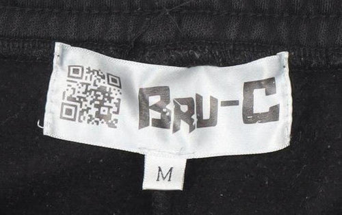 Bru-C Men’s Black Cotton Jogger Sweatpants Size M Elastic Waist Streetwear