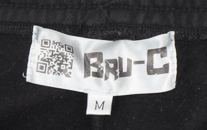 Bru-C Men’s Black Cotton Jogger Sweatpants Size M Elastic Waist Streetwear