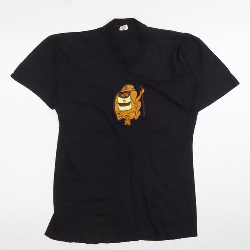 TiTex Womens Black Cotton Embroidered T-Shirt Size 12