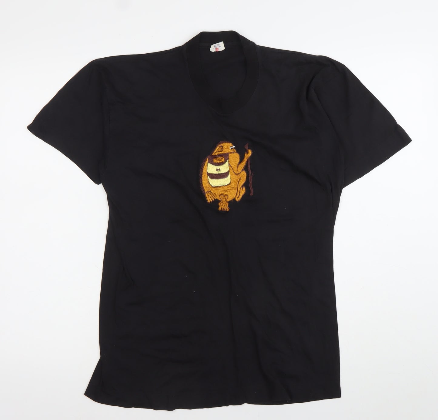TiTex Womens Black Cotton Embroidered T-Shirt Size 12