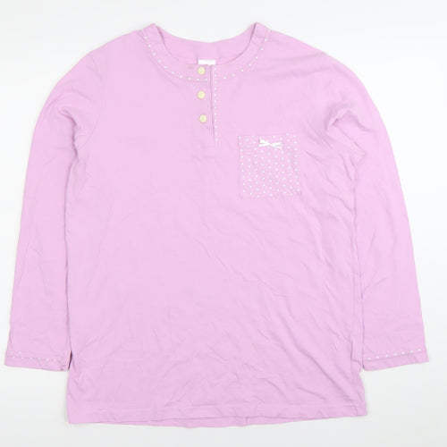 Damart Women’s Pink Cotton Button-Up Henley Shirt Long Sleeve S