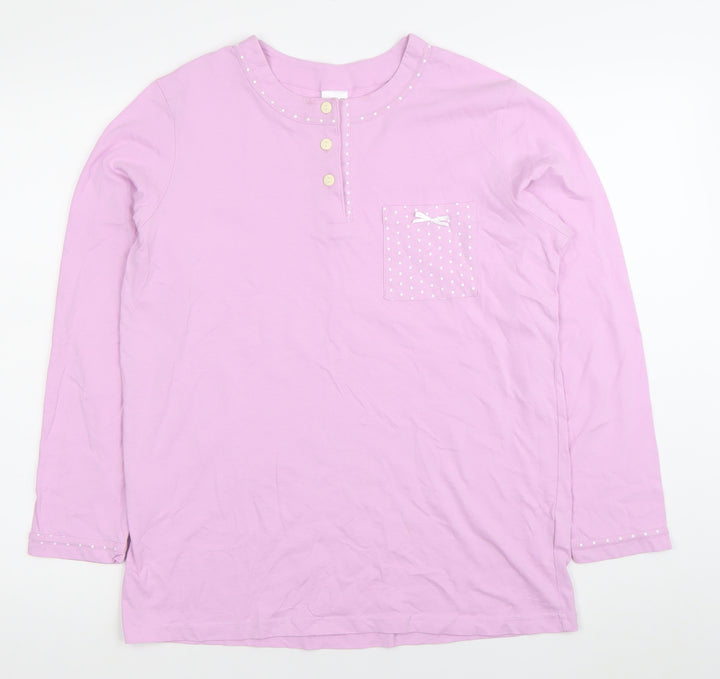 Damart Women’s Pink Cotton Button-Up Henley Shirt Long Sleeve S
