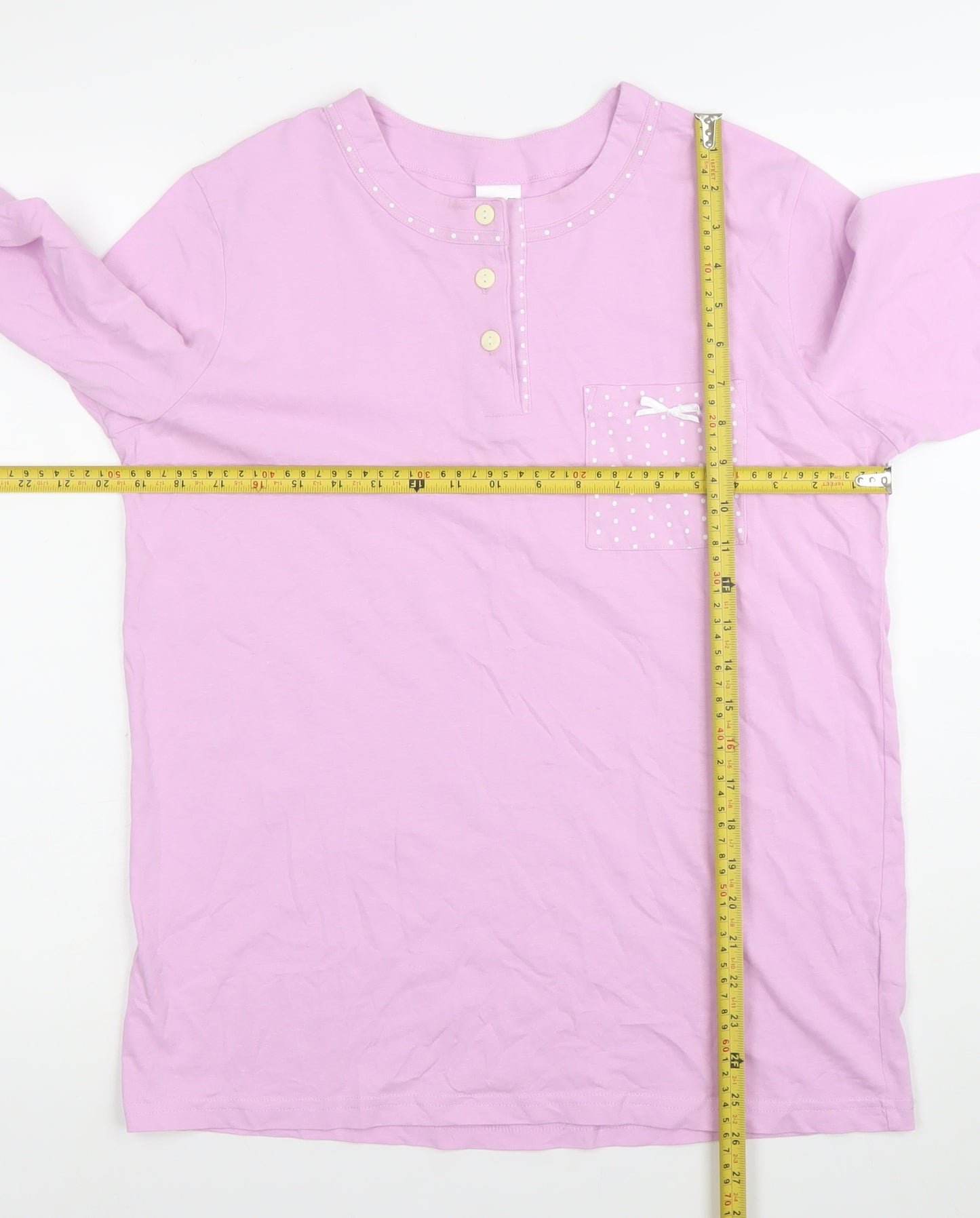 Damart Women’s Pink Cotton Button-Up Henley Shirt Long Sleeve S