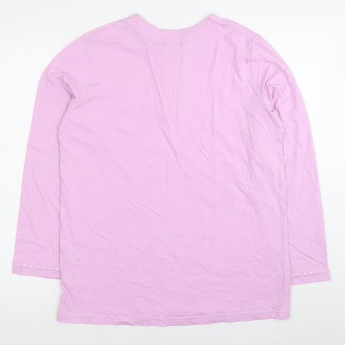 Damart Women’s Pink Cotton Button-Up Henley Shirt Long Sleeve S