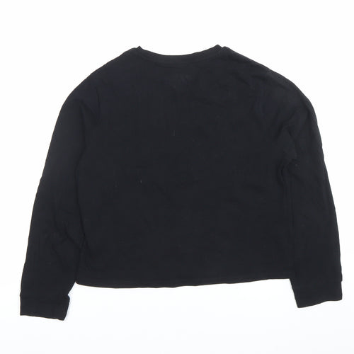 Marks and Spencer Girls Black Graphic Long Sleeve T-Shirt 11-12 Years