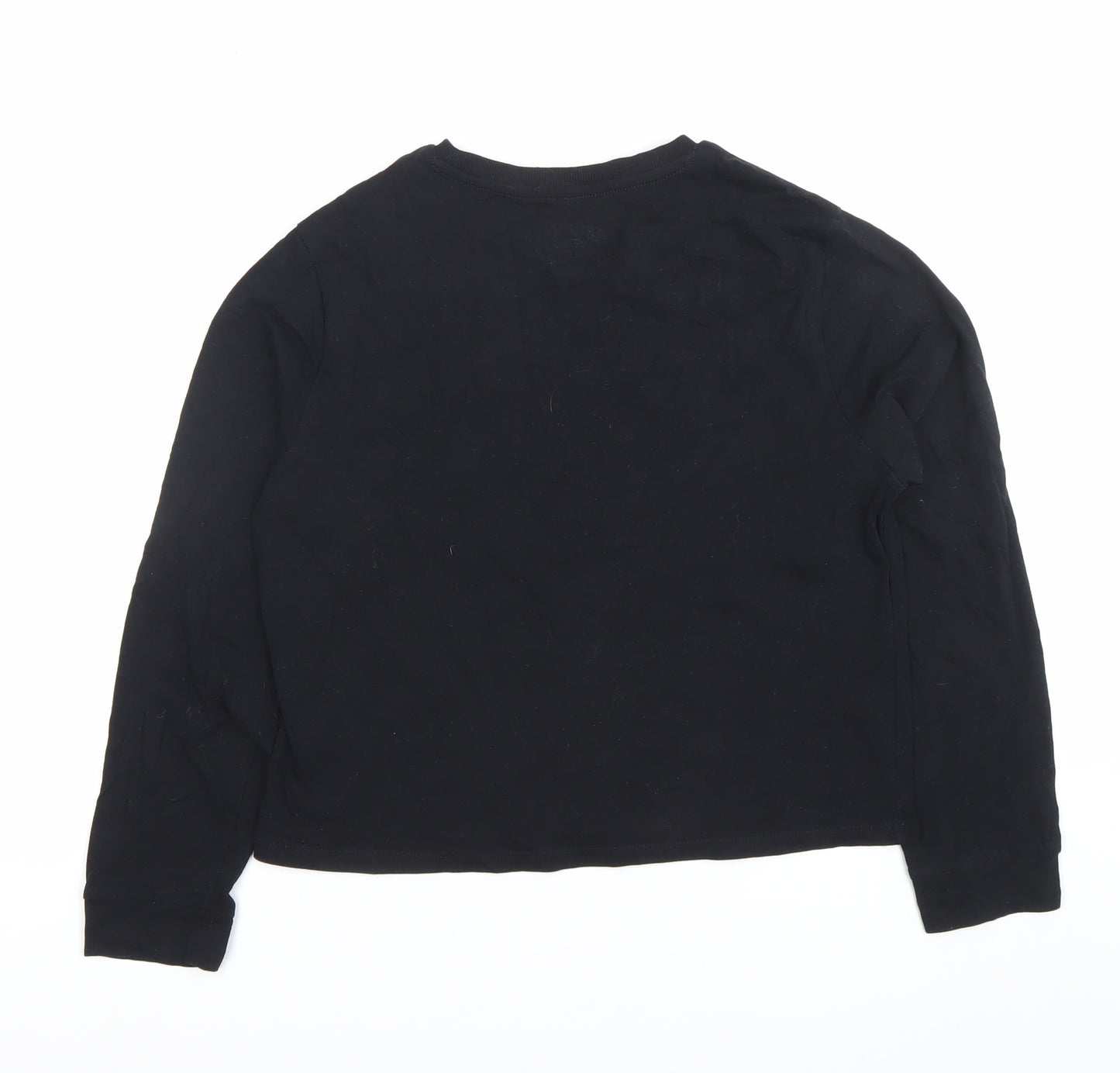 Marks and Spencer Girls Black Graphic Long Sleeve T-Shirt 11-12 Years