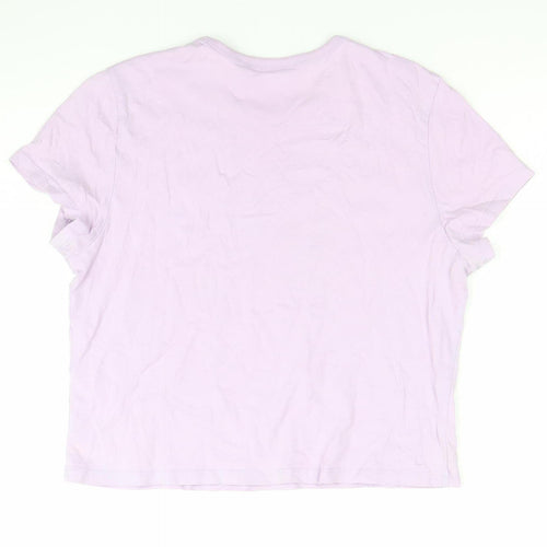 Weekday Women's Purple Cotton T-Shirt Size M Short Sleeve Casual