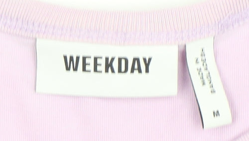 Weekday Women's Purple Cotton T-Shirt Size M Short Sleeve Casual
