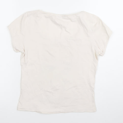 Sottotono Women’s Ivory Graphic Cropped T-Shirt L Scoop Neck