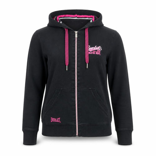 Everlast Womens Black Hoodie Size 12 Full Zip Athletic Logo