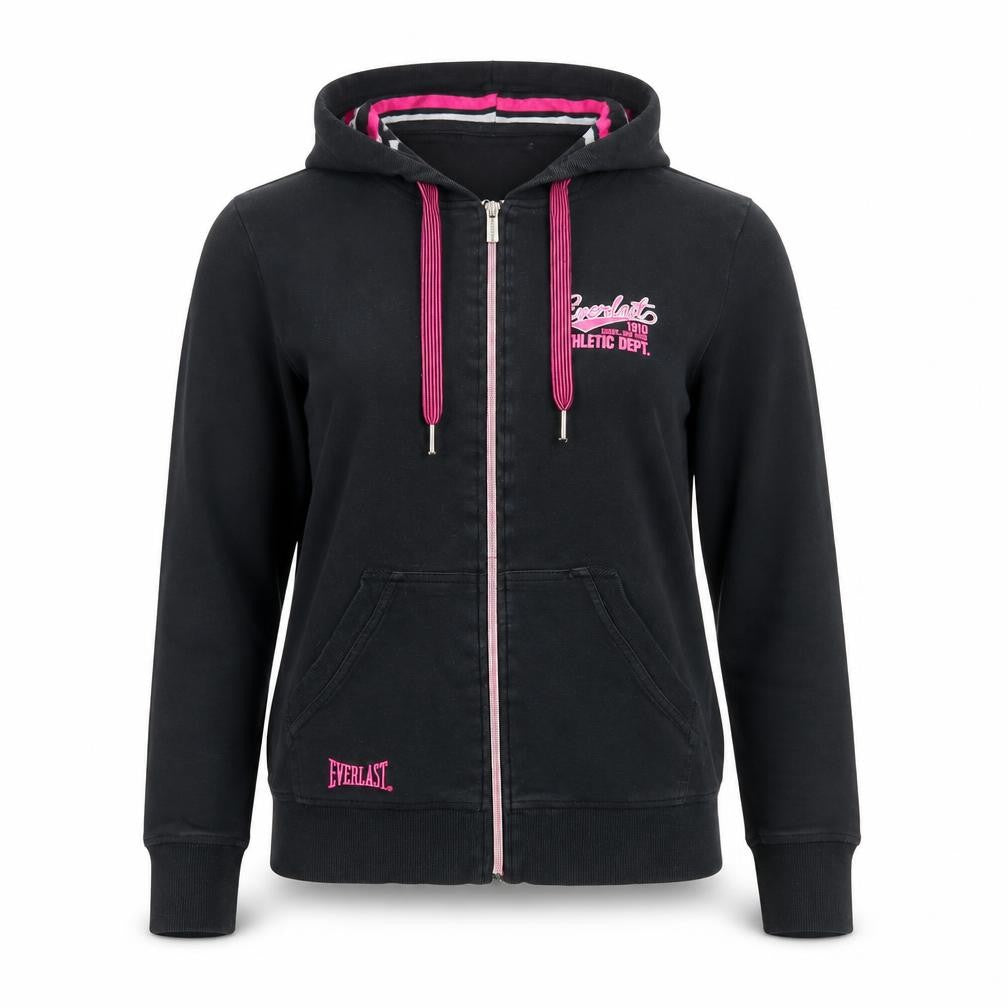 Everlast Womens Black Hoodie Size 12 Full Zip Athletic Logo