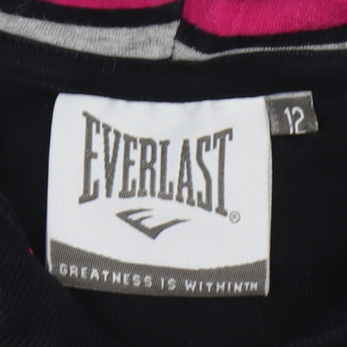 Everlast Womens Black Hoodie Size 12 Full Zip Athletic Logo