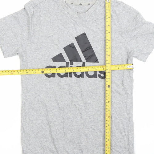 Adidas Boys Grey 11-12 Years Logo T-Shirt Short Sleeve Crew Neck