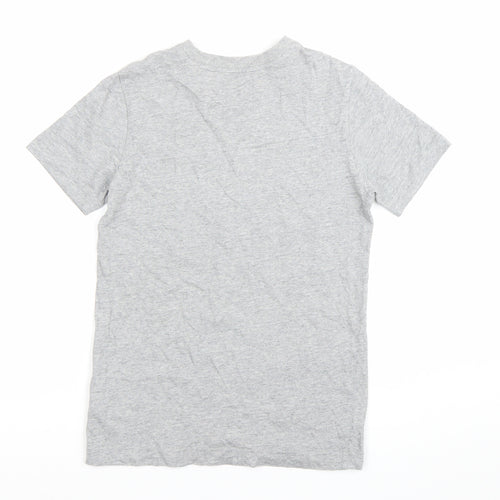 Adidas Boys Grey 11-12 Years Logo T-Shirt Short Sleeve Crew Neck