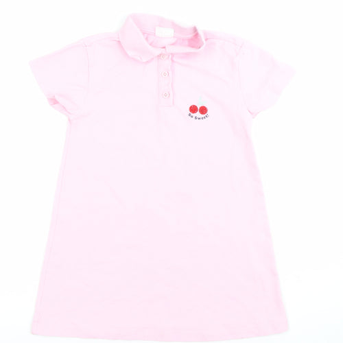 Pedro Collection Girls Pink 4-5 Years Shirt Dress Embroidered Casual
