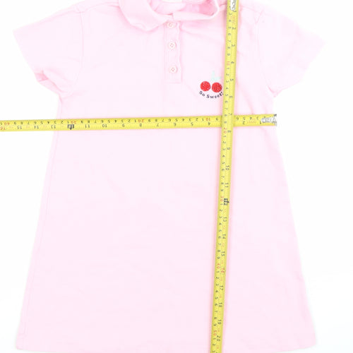 Pedro Collection Girls Pink 4-5 Years Shirt Dress Embroidered Casual