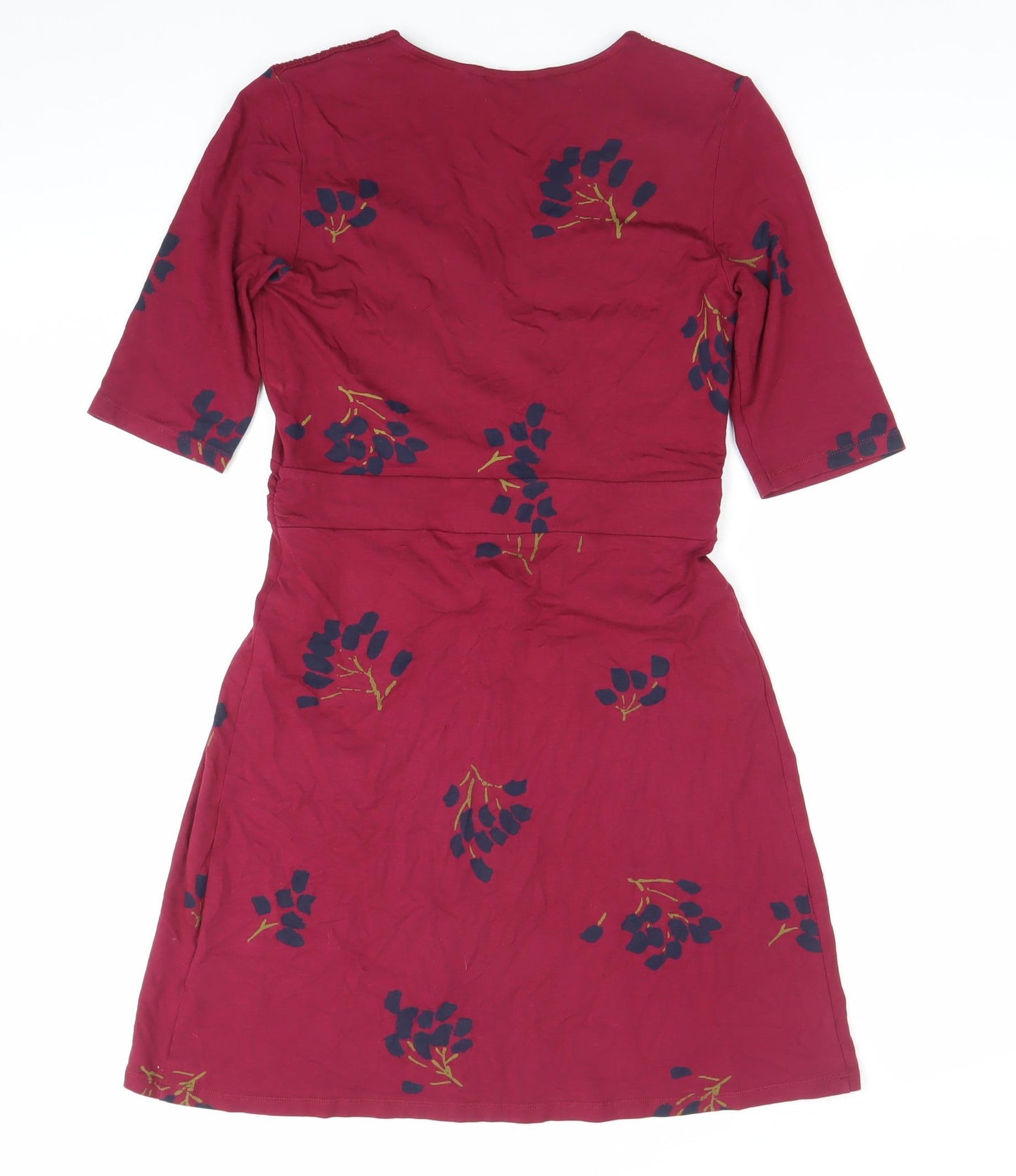 Boden Womens Red Floral Wrap Dress Size 8 Knee Length V-Neck