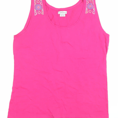 Atlas for Women Pink Cotton Tank Top Size 16-18 Sleeveless Scoop Neck
