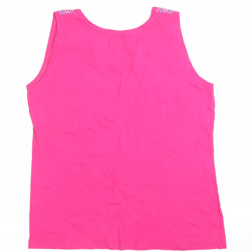 Atlas for Women Pink Cotton Tank Top Size 16-18 Sleeveless Scoop Neck