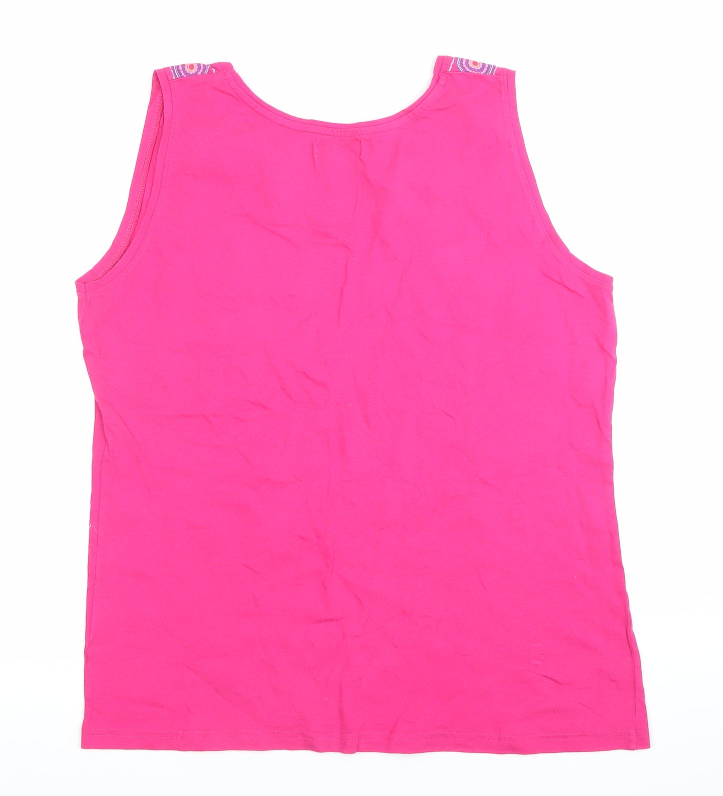 Atlas for Women Pink Cotton Tank Top Size 16-18 Sleeveless Scoop Neck