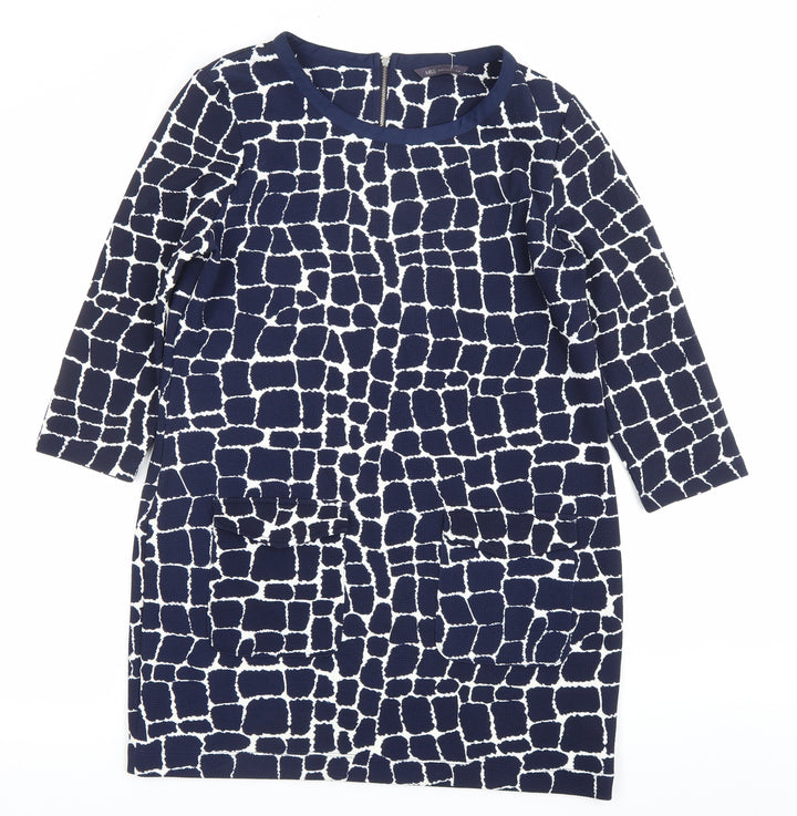 Marks and Spencer Women’s Blue Geometric Shift Dress Size 12