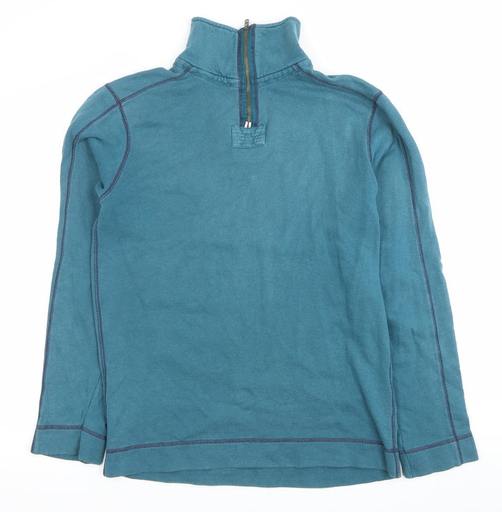 White Stuff Mens Blue 1/4 Zip Sweatshirt Size M Cotton Casual