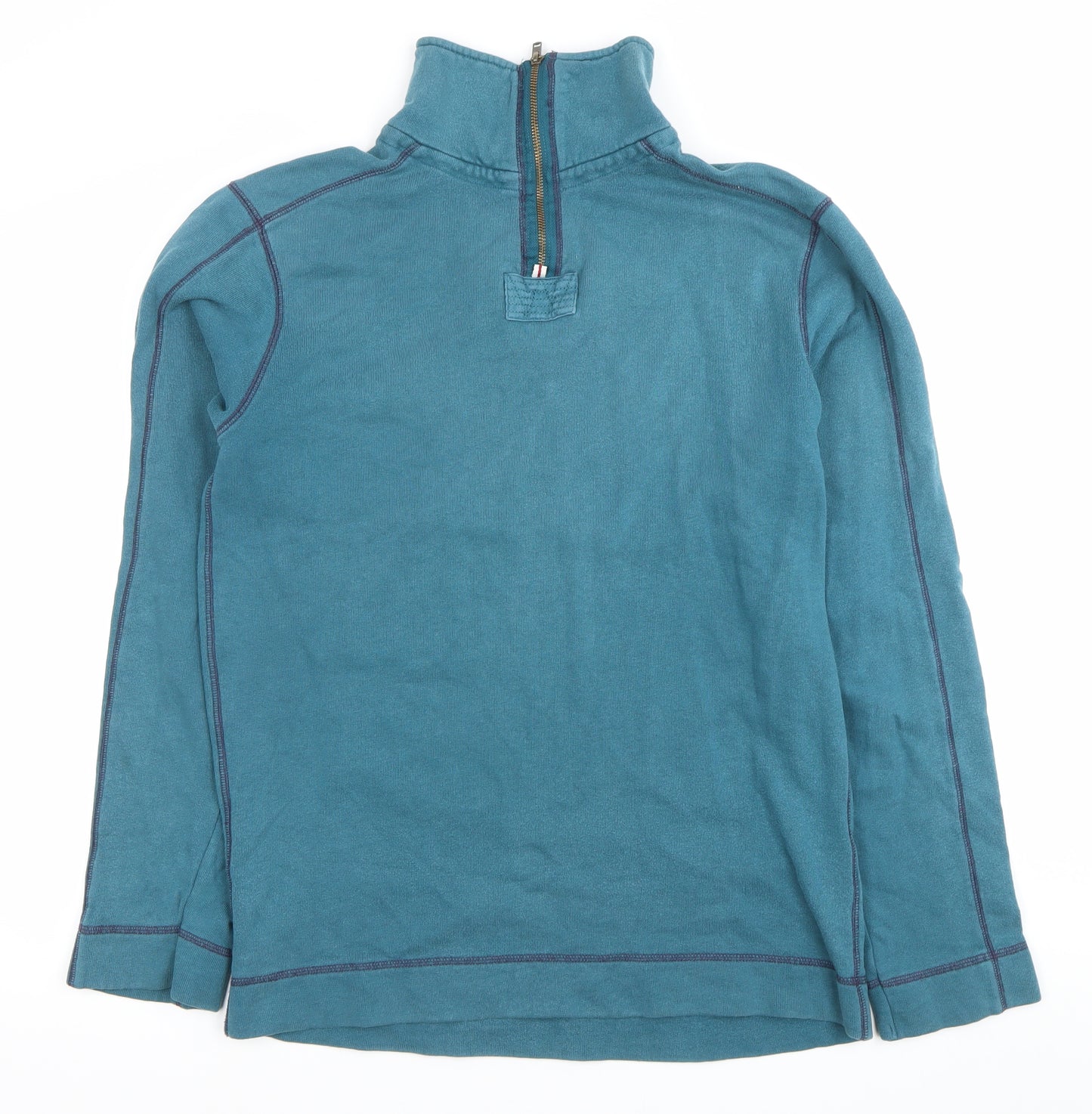 White Stuff Mens Blue 1/4 Zip Sweatshirt Size M Cotton Casual