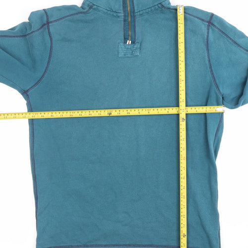 White Stuff Mens Blue 1/4 Zip Sweatshirt Size M Cotton Casual
