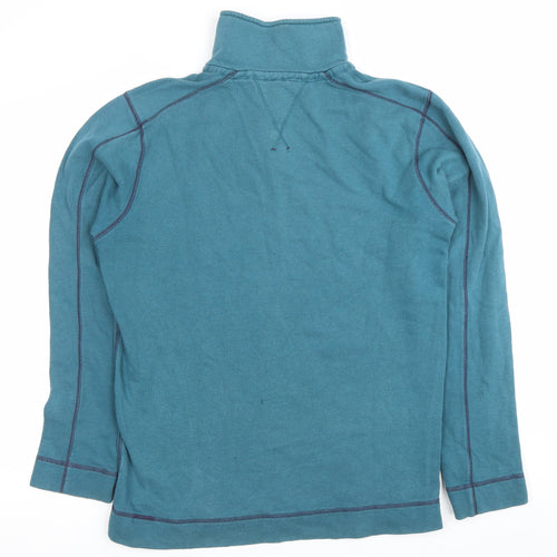 White Stuff Mens Blue 1/4 Zip Sweatshirt Size M Cotton Casual