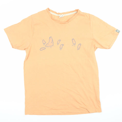Women’s Orange Cotton Dod Swimming Graphic T-Shirt Medium Casual Summer