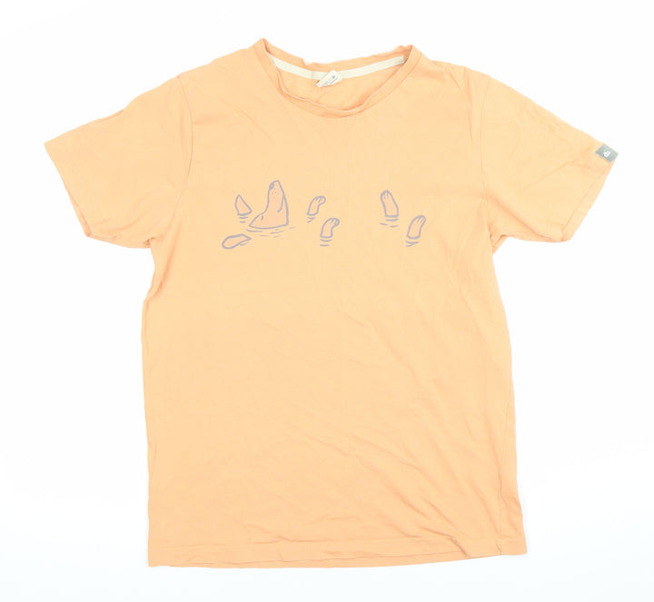 Women’s Orange Cotton Dod Swimming Graphic T-Shirt Medium Casual Summer