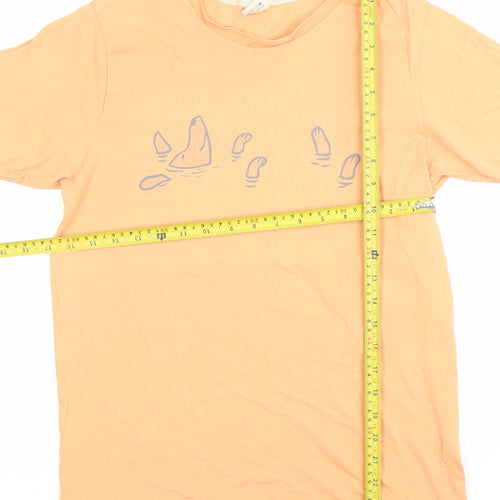 Women’s Orange Cotton Dod Swimming Graphic T-Shirt Medium Casual Summer