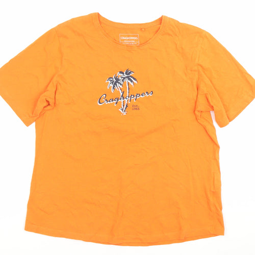 Craghoppers Womens Orange Cotton T-Shirt Size 14 Short Sleeve