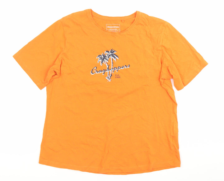 Craghoppers Womens Orange Cotton T-Shirt Size 14 Short Sleeve
