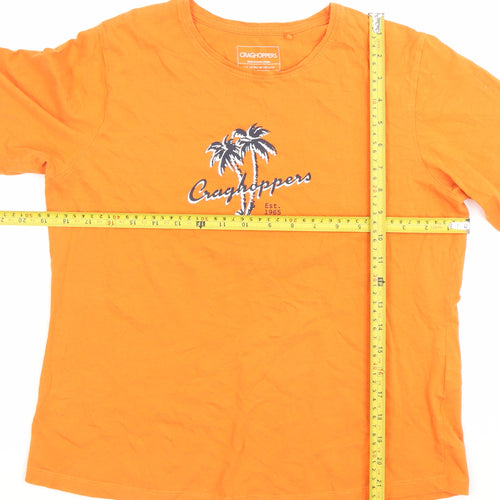 Craghoppers Womens Orange Cotton T-Shirt Size 14 Short Sleeve
